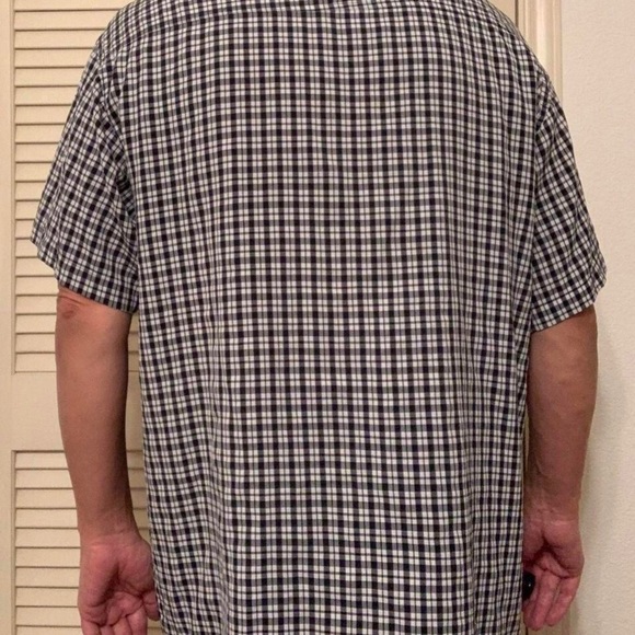 VINTAGE 80S TOMMY HILFIGER BLACK WHITE CHECK SHIRT POLY XL NEW WAVE NYC - Picture 2 of 4